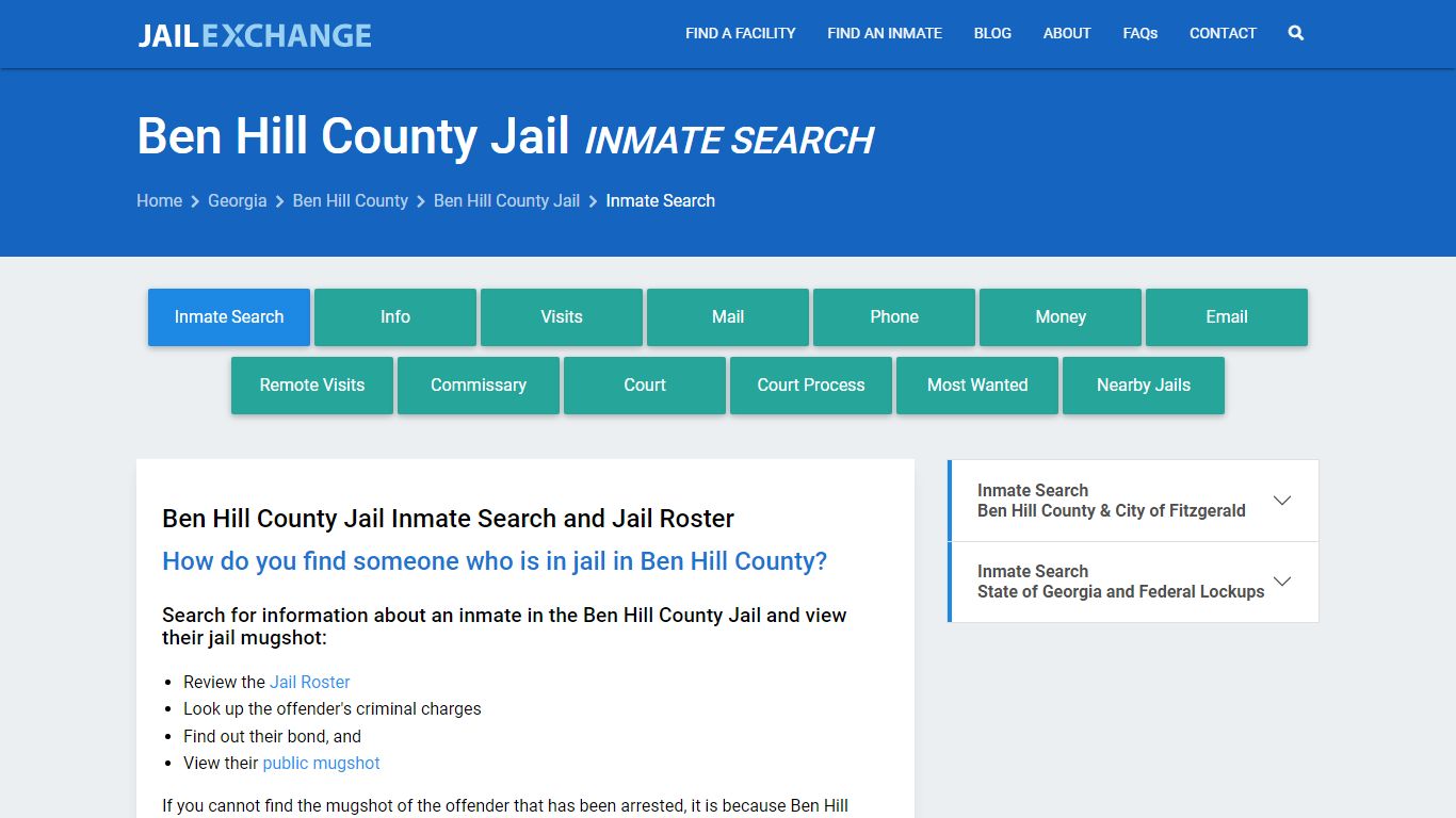Inmate Search: Roster & Mugshots - Ben Hill County Jail, GA