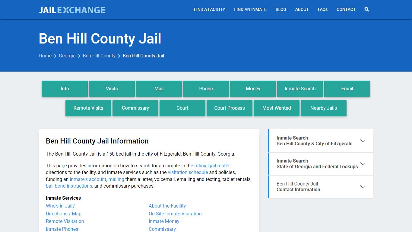 Ben Hill County Jail, GA Inmate Search, Information